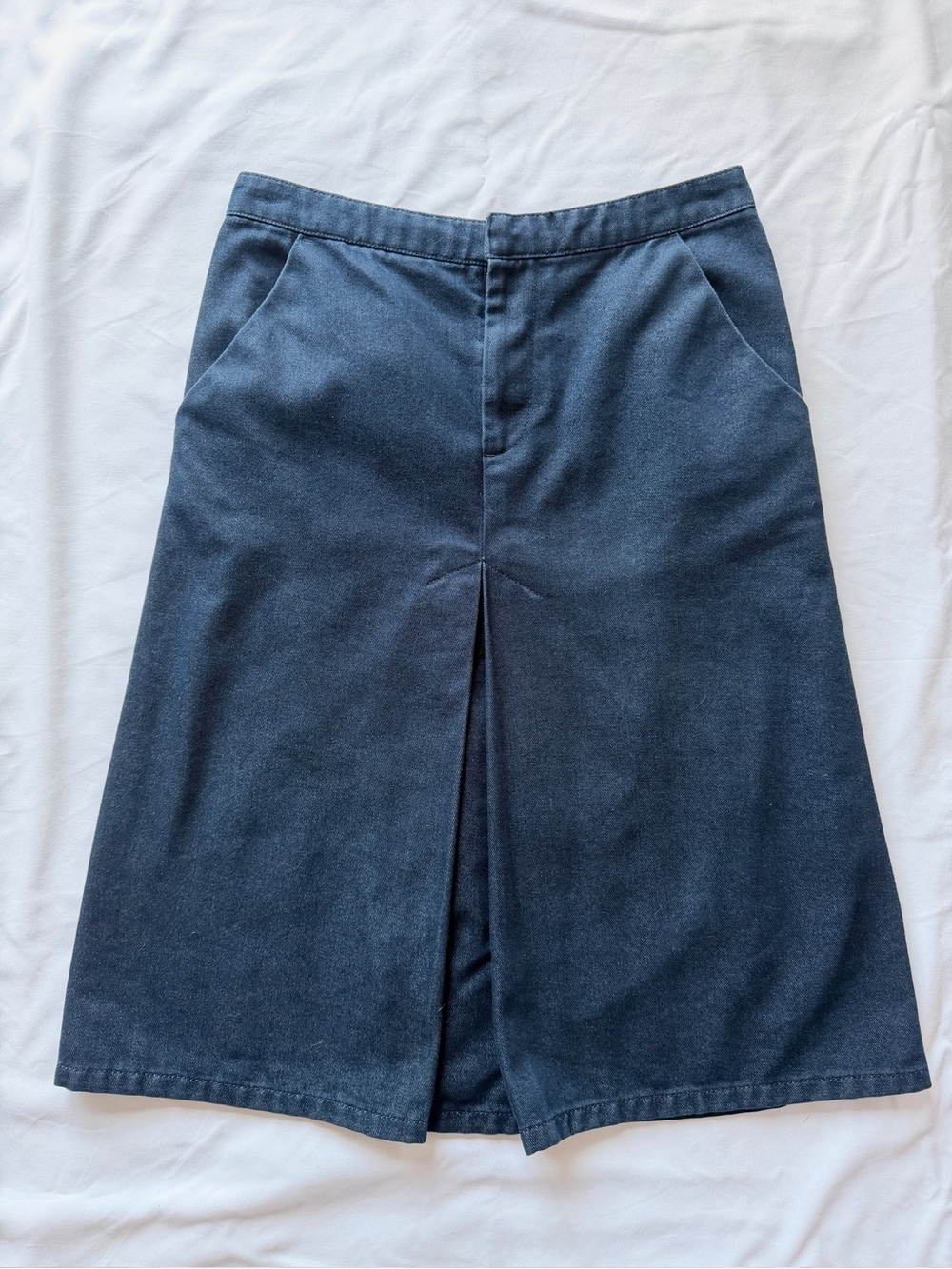 Women's Navy Midi Skirt with Front Pleat